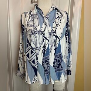 Vintage Delia Blue Mix Art Print Button Down women’s medium